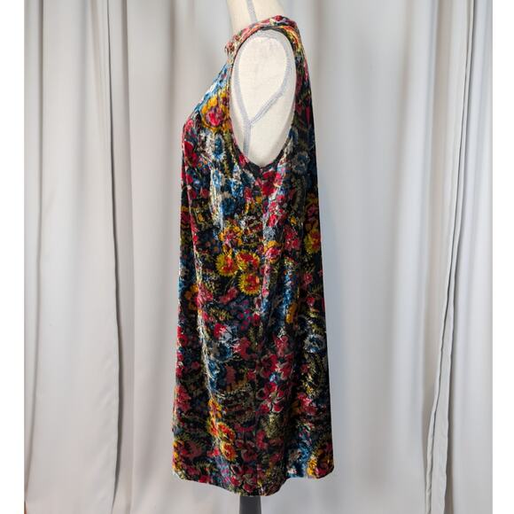 LOFT Velvet Floral Mock Neck Sleeveless Dress Size Large - Picture 2 of 13